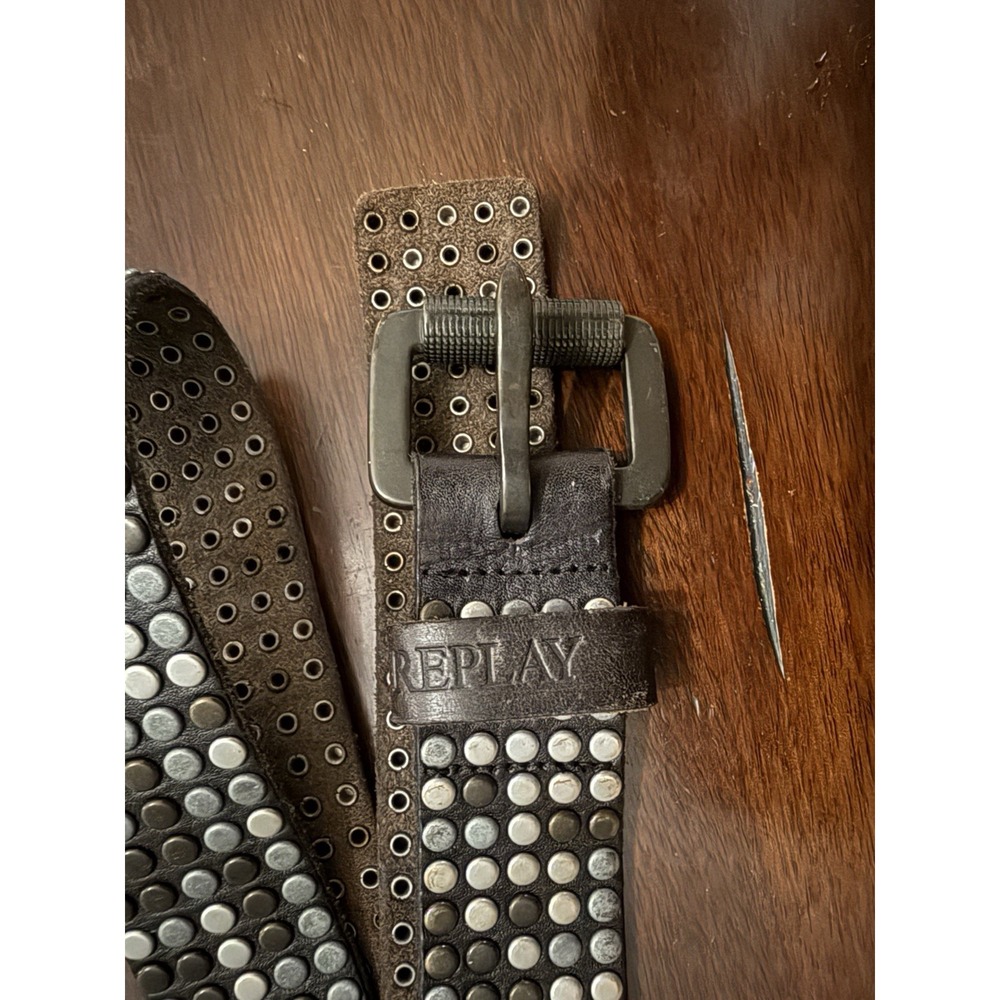 REPLAY Men's Leather Studded Belt